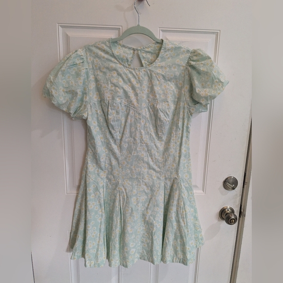 Anthropologie Maeve Puff Sleeve Pleated Dress - Picture 2 of 4